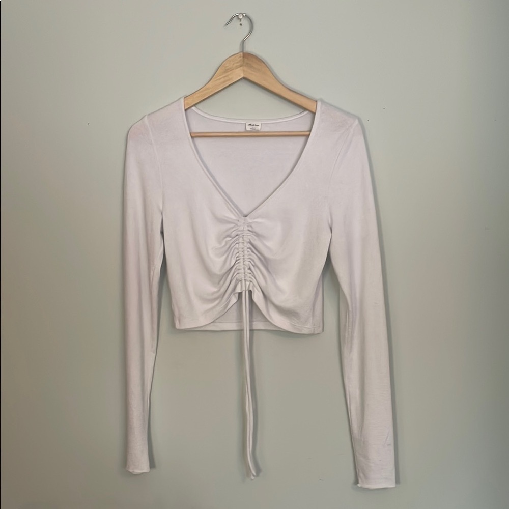 Wilfred Free White Ruched Long Sleeve Top